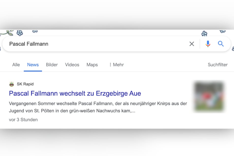 Googelt man nach Pascal Fallmann, kommt dieser Eintrag.