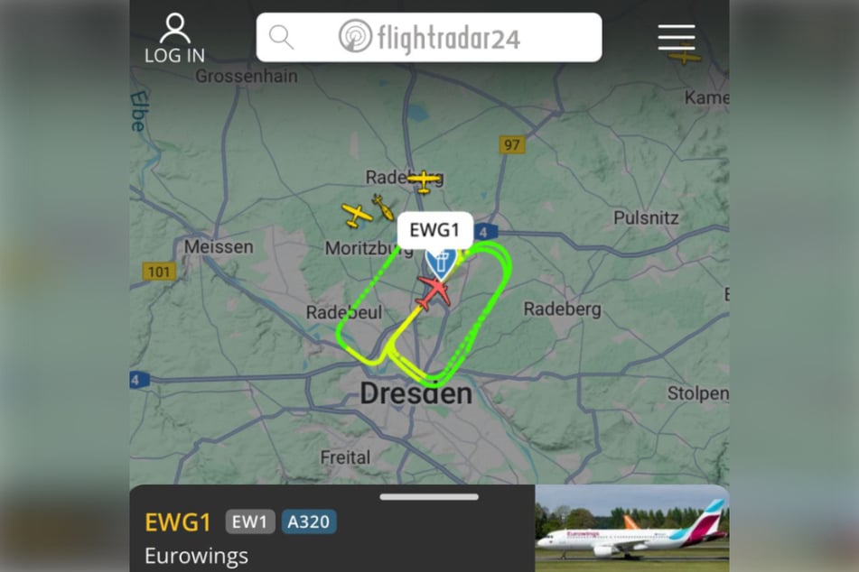 Der Airbus A320 drehte am Dienstagabend fleißig seine Runden über Dresden.