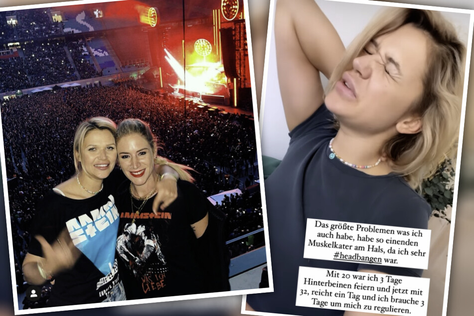 Links zu sehen: Sara Kulka (31) zusammen mit ihrer Freundin Franzi (34) in der Red Bull Arena. Auf dem rechten Bild: Das Gefühl, das auf den Abend folgte. Gelohnt hat es sich dennoch, sagt Sara.