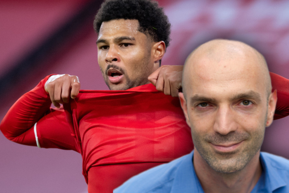 Nach Einschätzung des Virologen Jonas Schmidt-Chanasit (r.) kann Bayern trotz der Corona-Infektion von Serge Gnabry (25, l.) spielen. (Bildmontage)