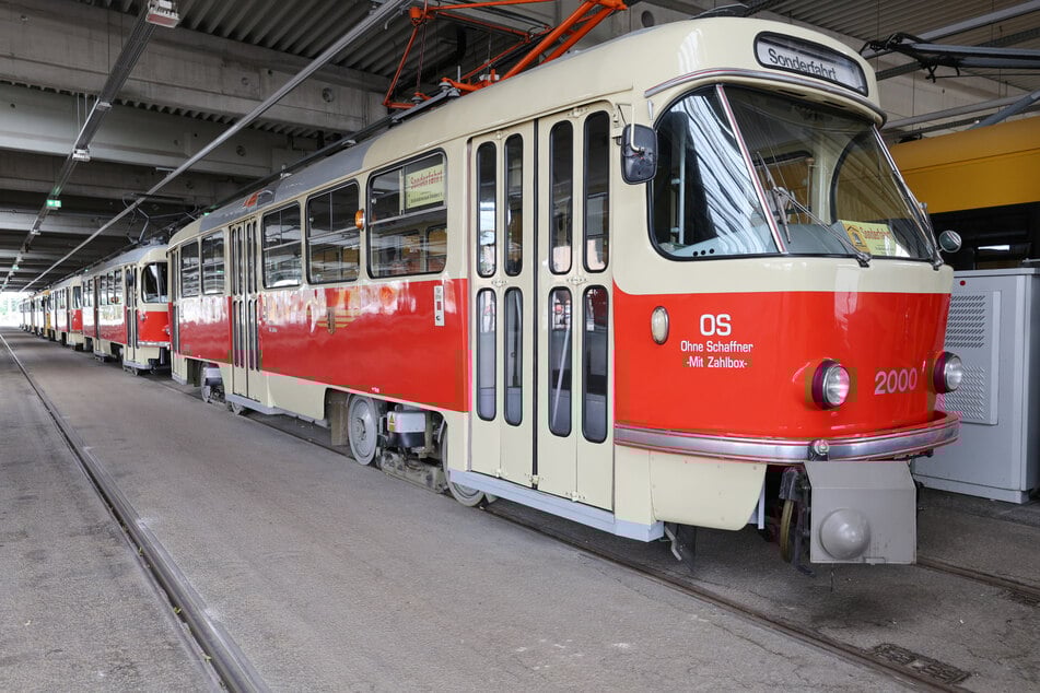 Steht auf dem Hof bereit: Die Tatra vom Typ T4D war bis 2002 im Linieneinsatz.