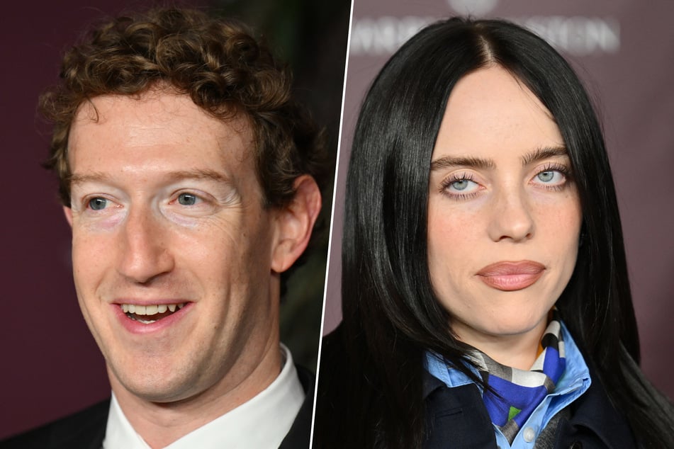 Billie Eilish called on billionaires to donate more of their wealth as Mark Zuckerberg (l.) listened on in the crowd.