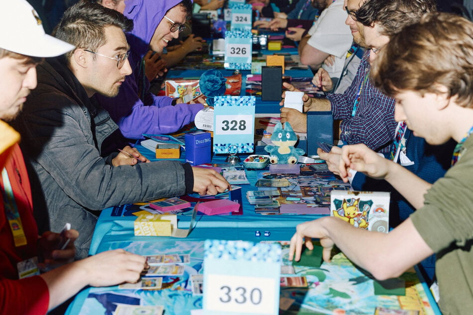 People attend the Pokemon Europe International Championships at the Excel center in east London on April 5, 2024, ahead of the Pokemon World Championships.