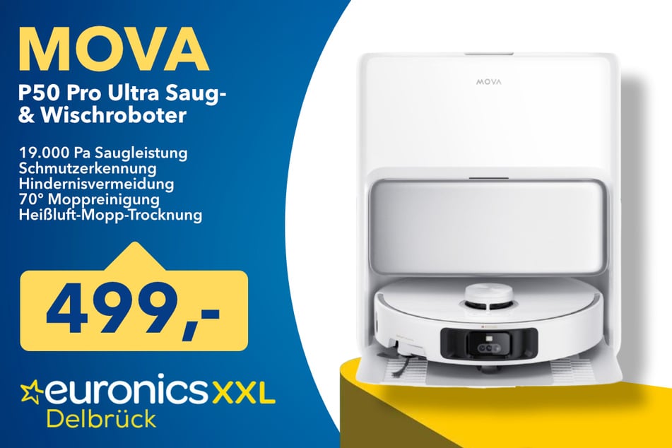 Der MOVA P50 Pro Ultra Saug- und Wischroboter für 499 Euro.