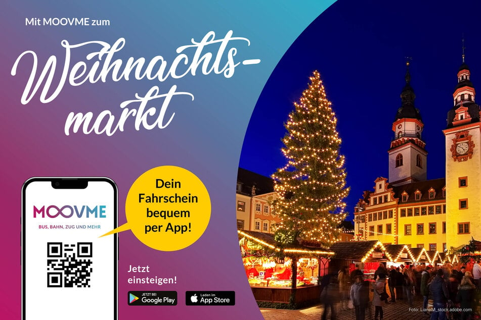 Mit der MOOVME-App das passende Ticket für die Fahrt zum Chemnitzer Weihnachtsmarkt finden.