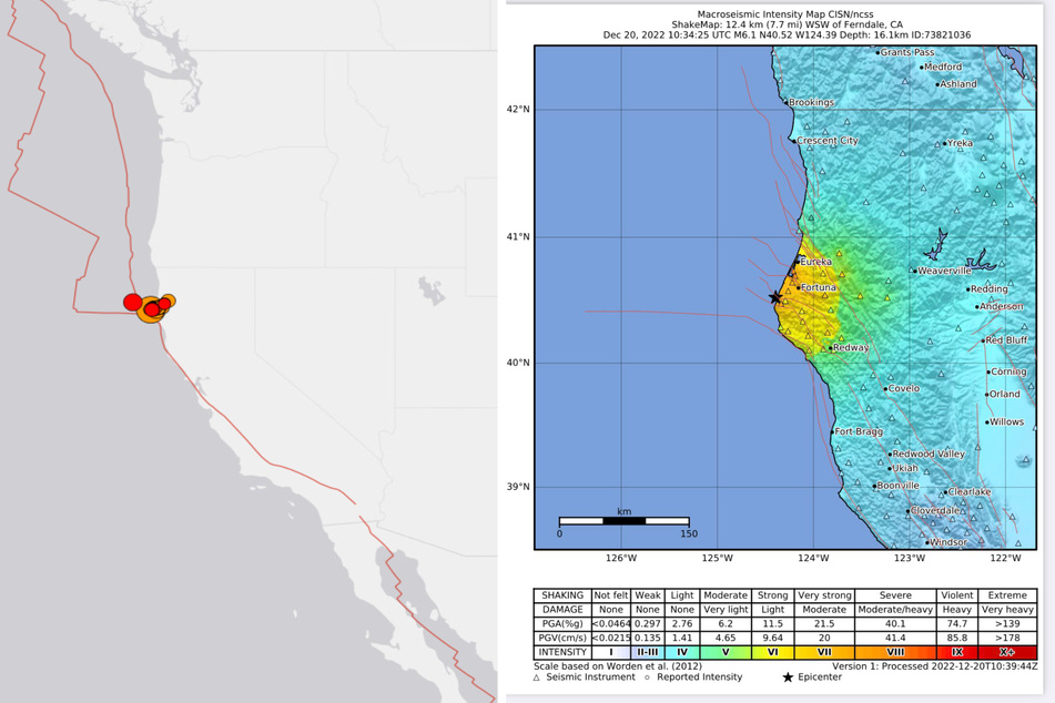 Das Erdbeben der Stärke 6,4 ereignete sich an der Pazifikküste Nordkaliforniens unweit der Stadt Fortuna.
