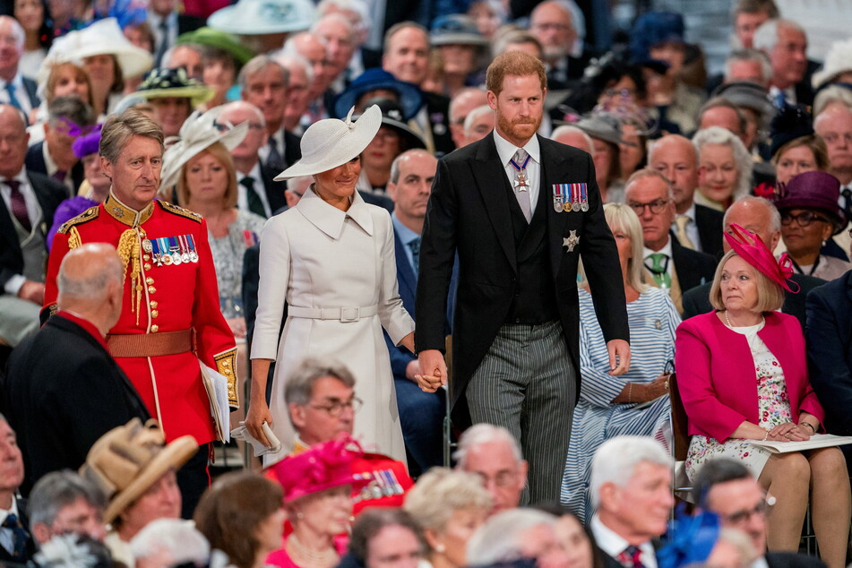 Prince Harry and Meghan, Duchess of Sussex, attended the National Service of Thanksgiving held at St Paul's Cathedral on Friday.