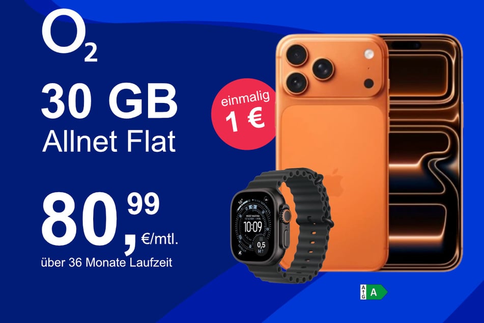 Bei o2 gibt's das iPhone 17 Pro Max mit Watch Ultra 3 für nur 1 Euro.
