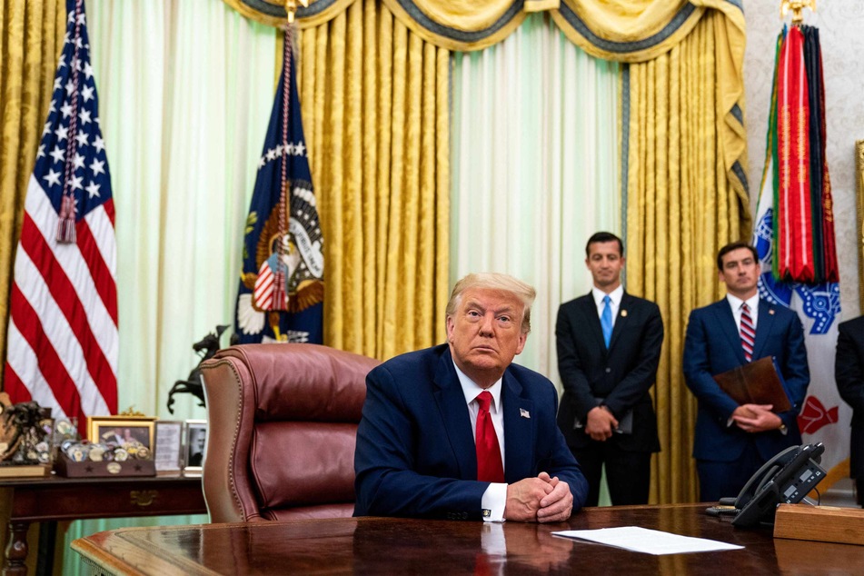 Then-president Donald Trump in the Oval Office of the White House in 2020.