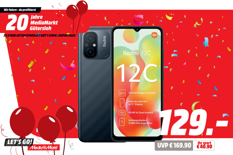 Xiaomi Redmi 12C für 129 statt 169,90 Euro.