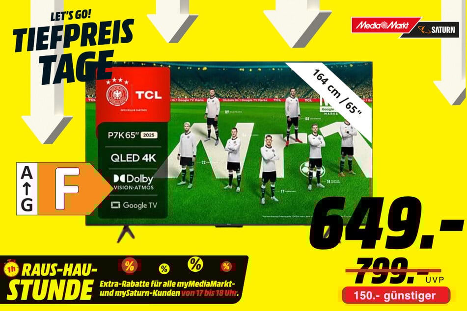 65-Zoll TCL-Fernseher für 649 statt 799 Euro.