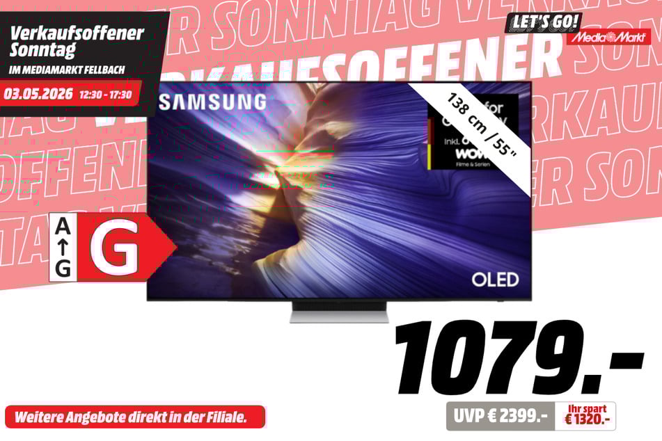 55-Zoll Samsung-Fernseher GQ55S90F für 1.079 statt 2.399 Euro.