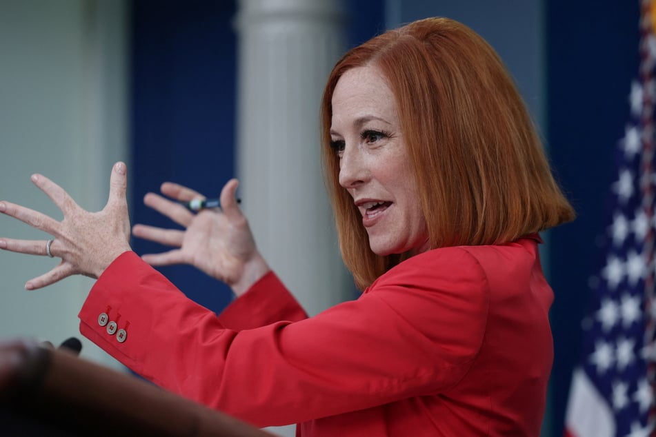 Jen Psaki holds the daily press briefing at the White House during her tenure as press secretary.