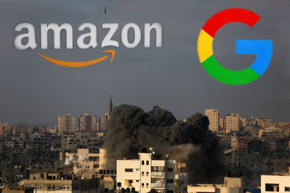 Google and Amazon have come under fire from their own employees for signing a contract with the Israeli military (stock images).