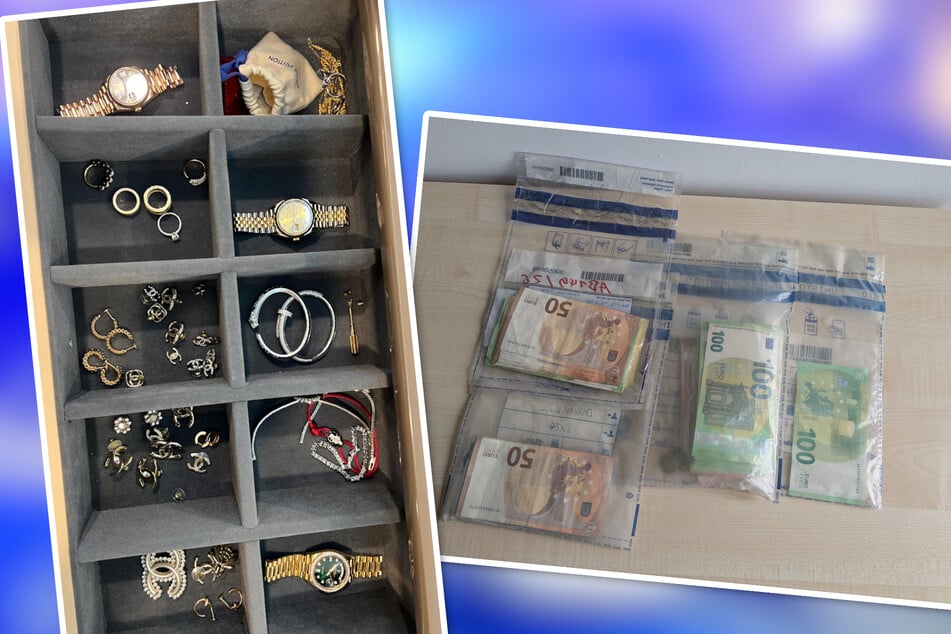 Bei den Durchsuchungen in NRW und Hessen wurde Bargeld und Schmuck im Wert von mehreren Zehntausend Euro sichergestellt.