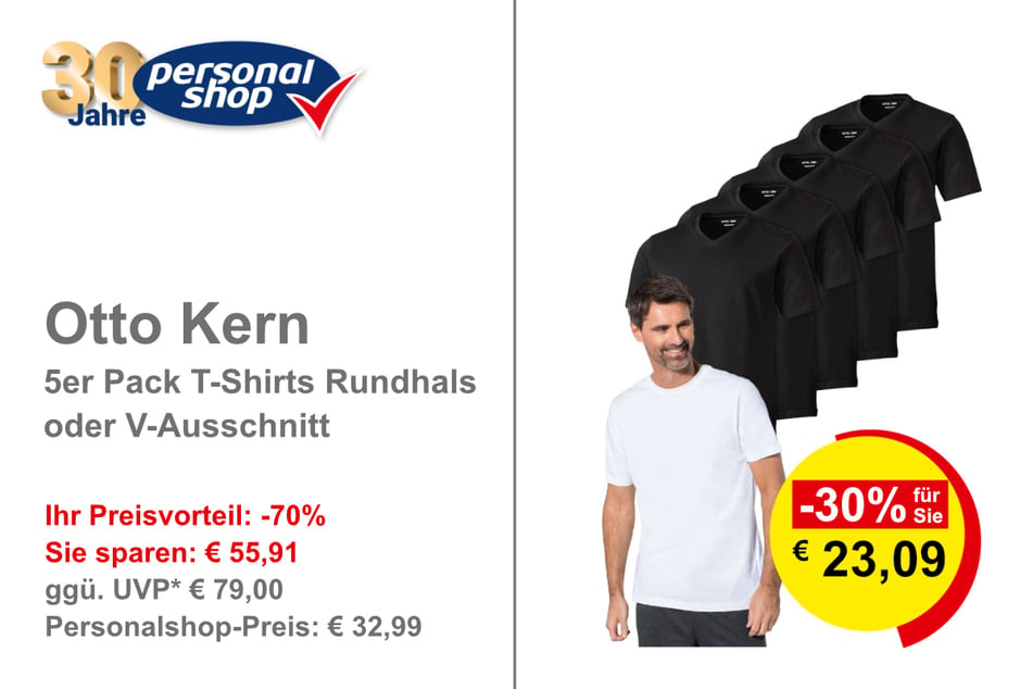 Otto Kern 5er Pack T-Shirts Rundhals oder V-Ausschnitt