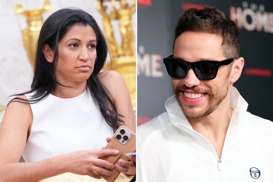 Katie Miller (l.), the wife of Stephen Miller, criticized Saturday Night Live after comedian Pete Davidson (r.) mocked ICE.