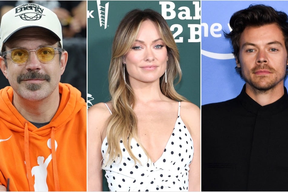 Olivia Wilde's (c.) Instagram Story has fans freaking out as it seems she may have shaded Harry Styles (r.) or Jason Sudeikis (l.)