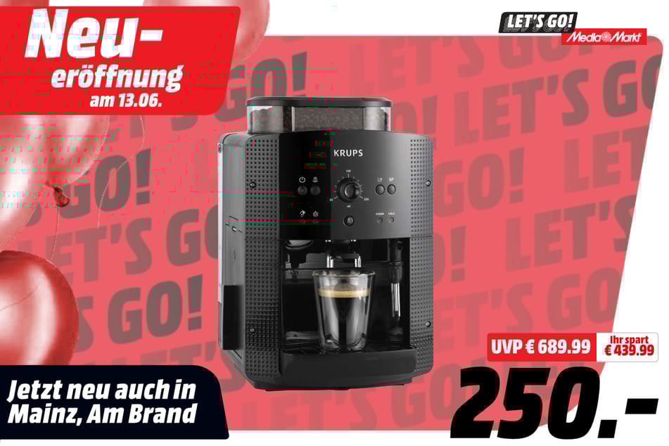 Krups-Kaffeevollautomat für 250 statt 689,99 Euro.