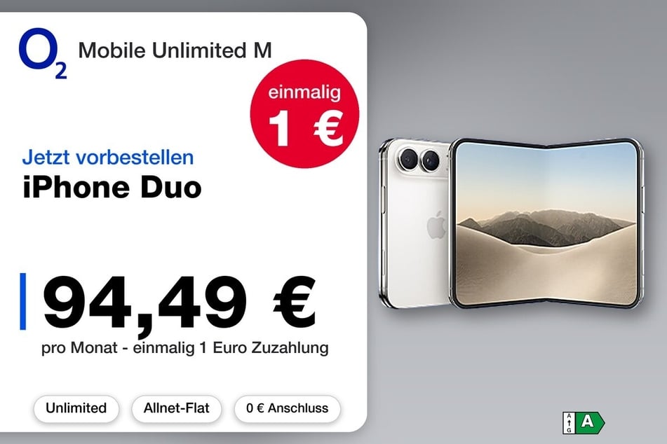 Das neue iPhone Duo gibt's bei o2 für einmalig 1 Euro.