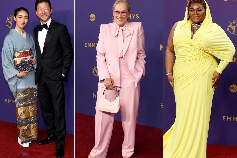 Oscar winners Meryl Streep (c.) and Da'Vine Joy Randolph (r.) wowed in fun silhouettes and pastel colors as Kurumi Nakata (l.) rocked a traditional Japanese Kimono.