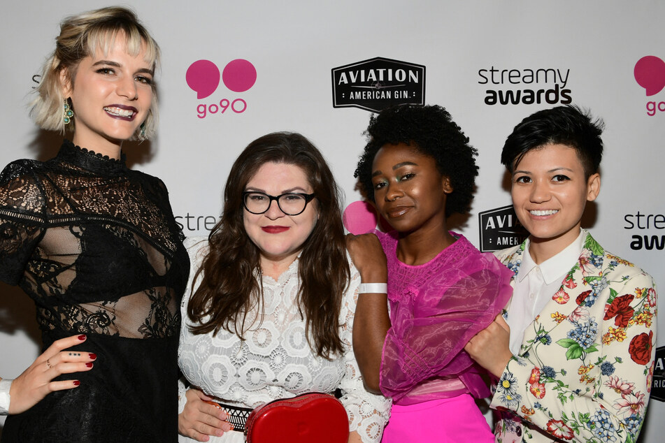 From l. to r., Devin Lytle, Kristin Chirico, Fredricka Ransome, and Jennifer Ruggirello attend the Streamy Awards in 2017.