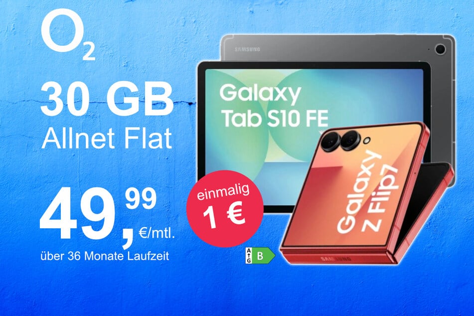 Das Samsung Galaxy Z Flip7 + Tab S10 FE im o2 Mobile M für einmalig 1 Euro.