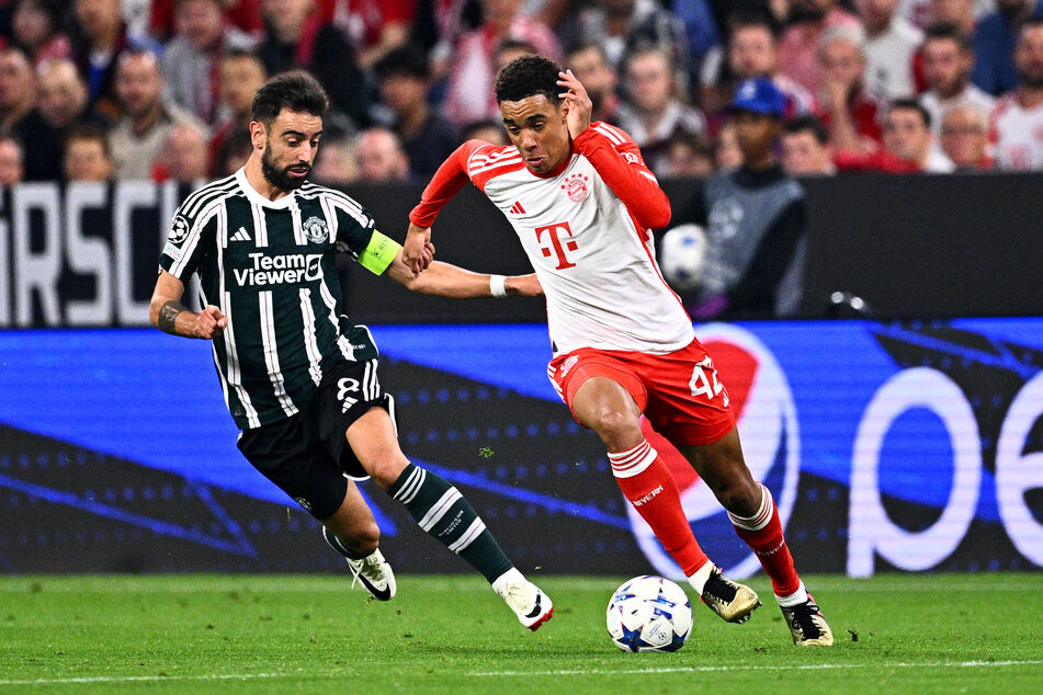 Jamal Musiala (20, r.) dürfte bei einer vorzeitigen Verlängerung beim FC Bayern München ein saftiger Gehaltssprung winken.