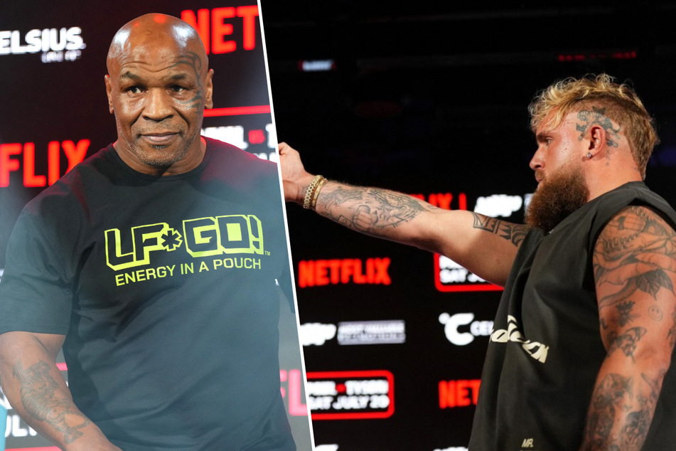 Jake Paul (r.) is adding fuel to his already fiery upcoming boxing match against Mike Tyson by taking a shot at the athlete's recent health scare.