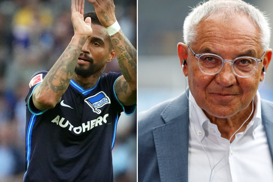 Felix Magath (68, r.) kann beim Endspiel gegen Borussia Dortmund seinen Leader Kevin-Prince Boateng (35) gut gebrauchen.