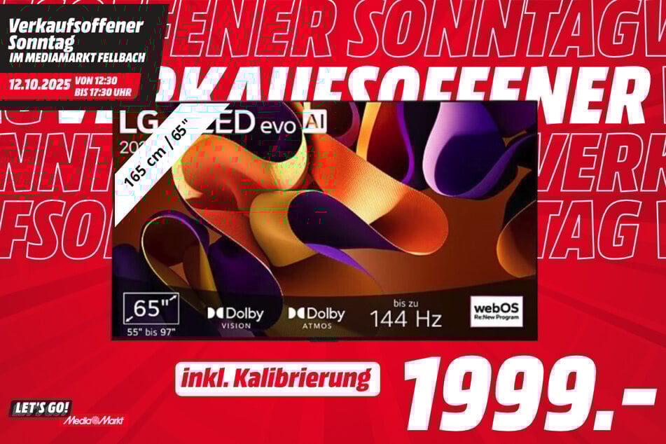 65-Zoll LG-Fernseher OLED65G48LW für 1.999 Euro (inkl. Kalibrierung).