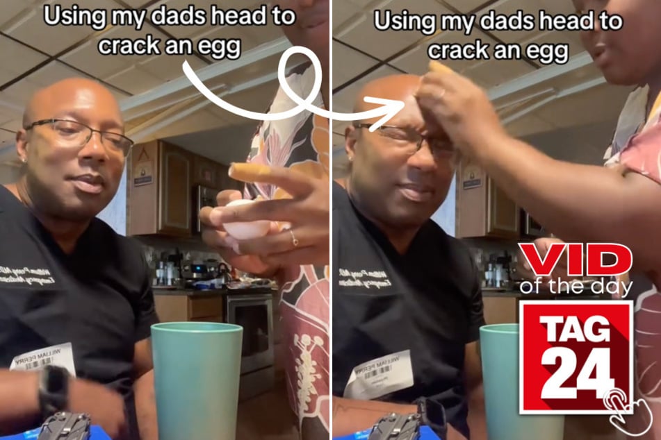 Today's Viral Video of the Day features a daughter playing an eggs-cellent joke on her dad, resulting in a reaction no one expected!