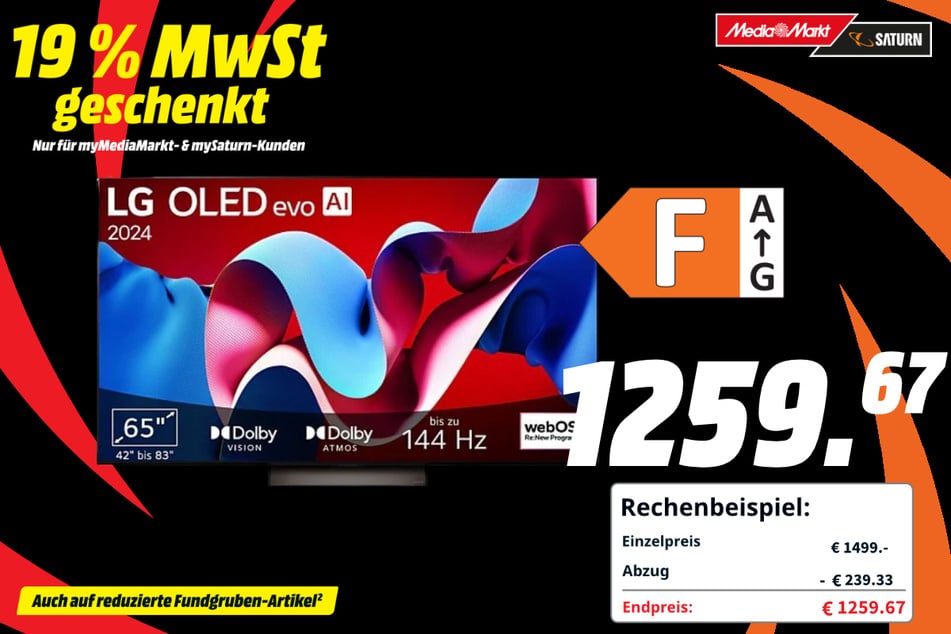 65-Zoll Samsung-Fernseher für 1.259,67 Euro.