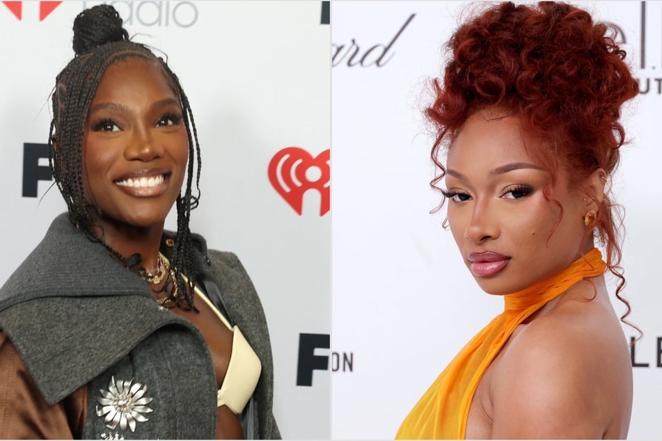 Megan Thee Stallion (r.) has dished on potentially teaming up with Doechii for her next album, Megan: Act III.