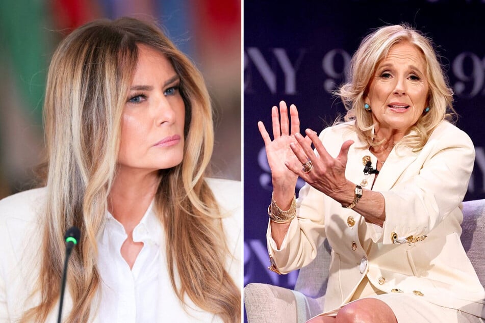 In a new memoir, Jill Biden (r.) details how Melania Trump (l.) was "frosty" on the day Joe Biden handed the presidency to Donald Trump in January 2025.