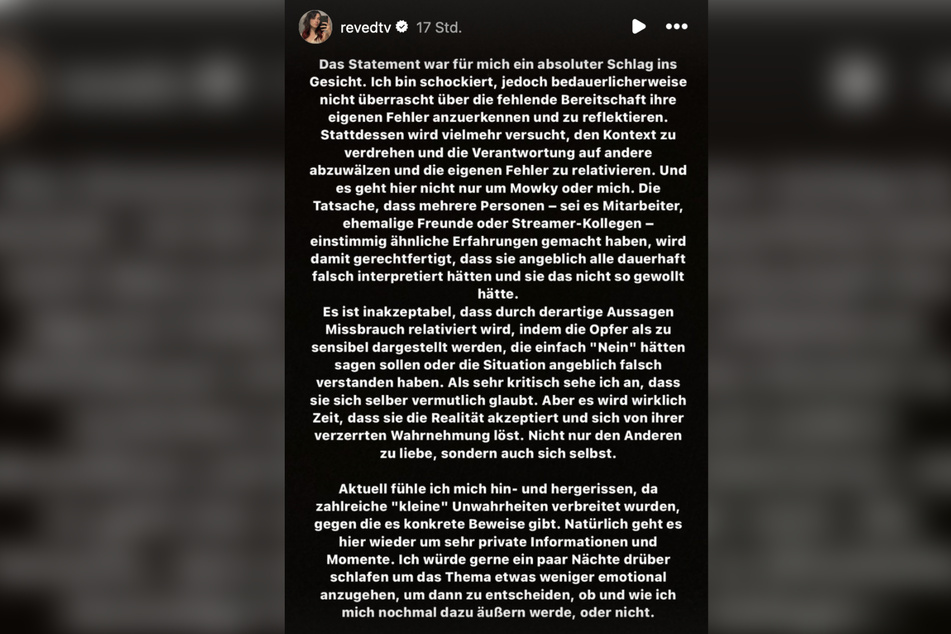 "Reved" (23) hatte am Donnerstag ein Statement zu Annis (26) Video auf Instagram gepostet.