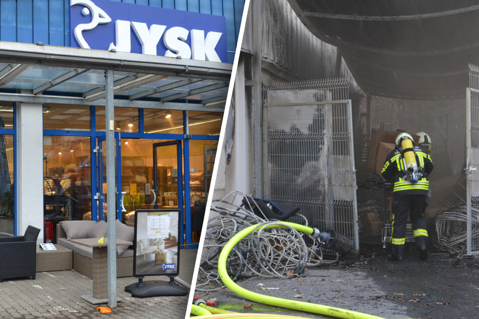 Dresden: Verrußte Möbel und verrauchte Verkaufsflächen: Feuerwehr muss Brand im "JYSK" löschen