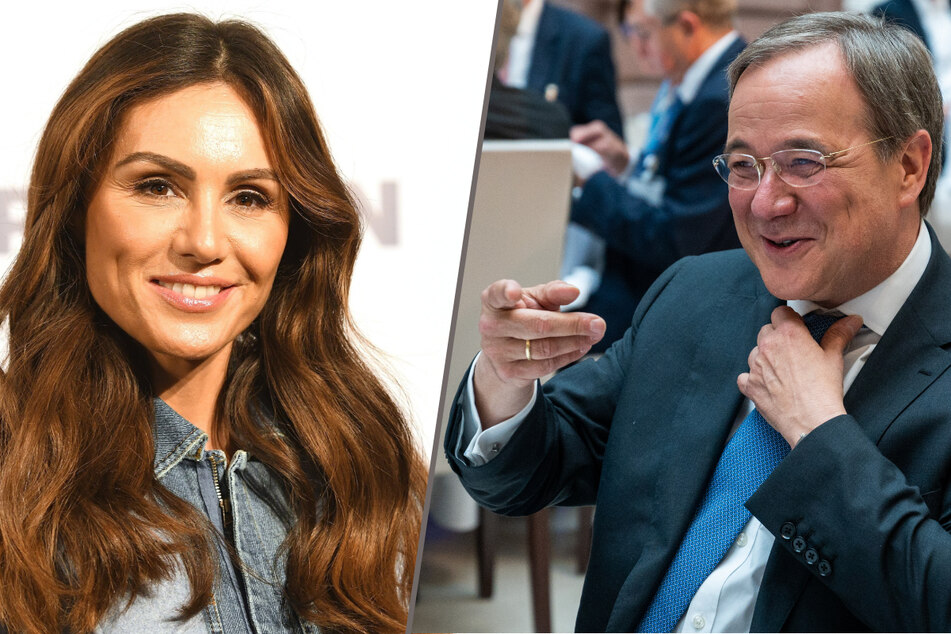 RTL-Moderatorin Nazan Eckes (45) bekommt von Armin Laschet (60, CDU) den Verdienstorden des Landes Nordrhein-Westfalen verliehen. (Fotomontage)