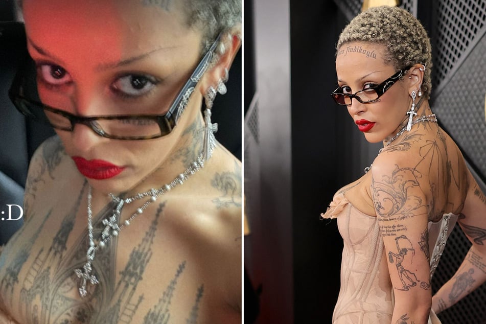 Doja Cat sparks frenzy with tattoo-heavy 2024 Grammys look!