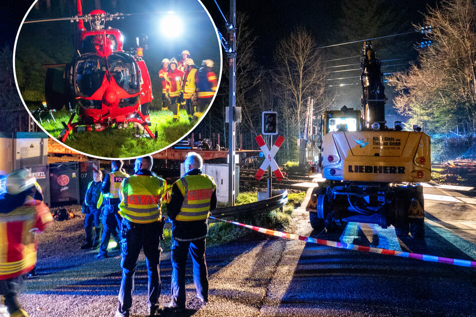 Bagger berührt Stromleitung: Drei Bauarbeiter teils schwer verletzt