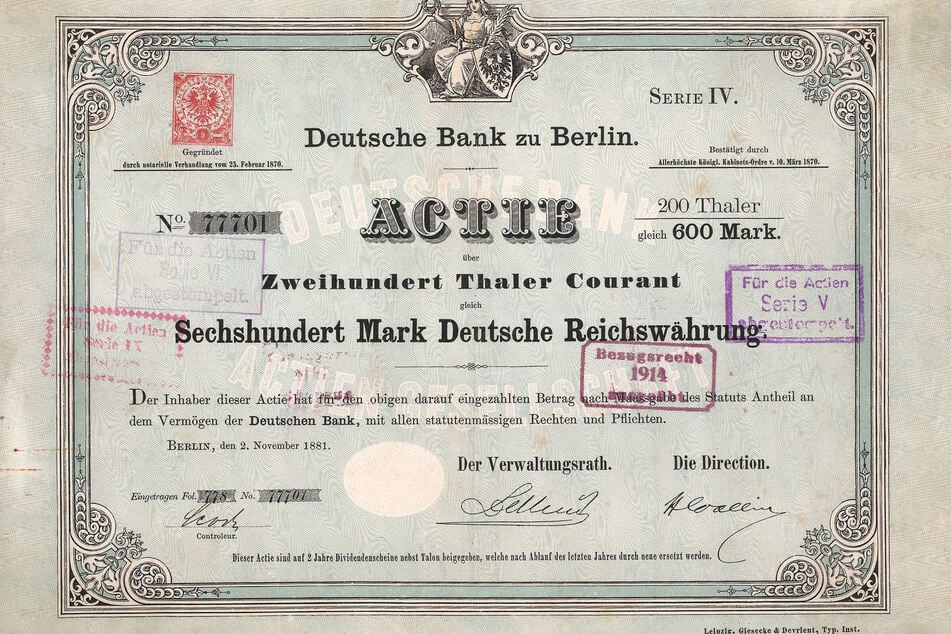 Aktie der Deutschen Bank - ausgegeben am 2. November 1881.