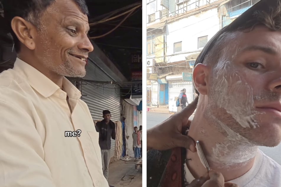 On the street in the Indian capital, travelers can get a shave for the equivalent of around one euro.