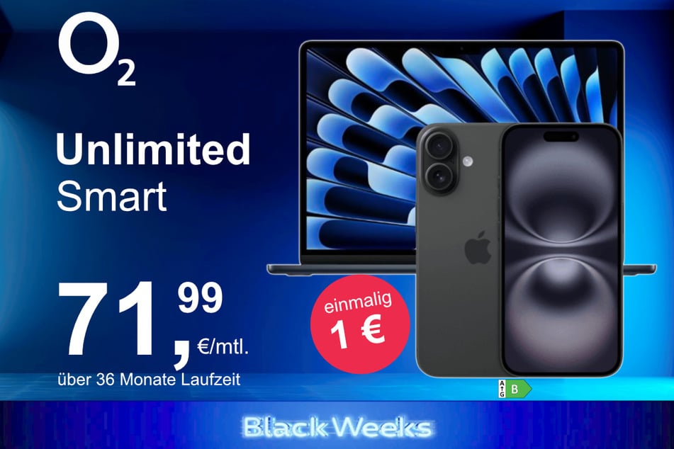 Das iPhone 16 mit MacBook Air 13 im Bundle für nur 1 Euro exklusiv bei o2.