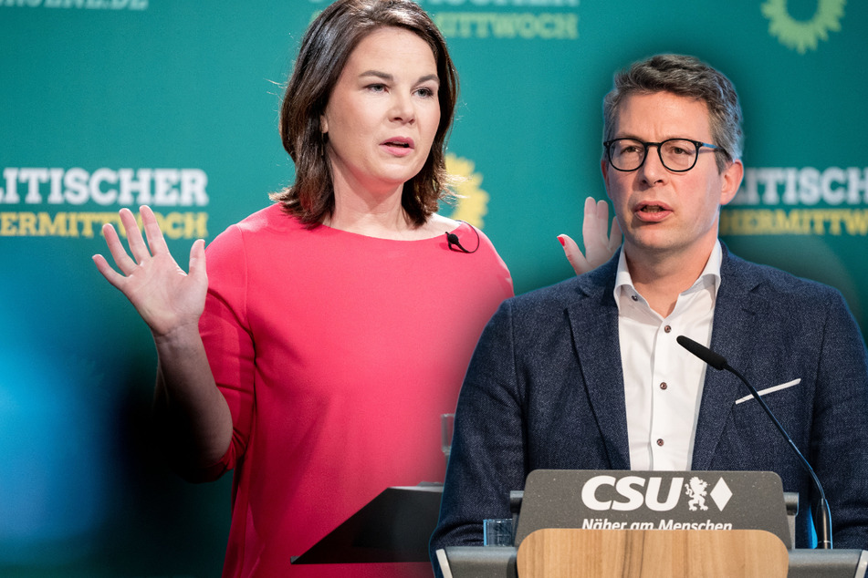 Markus Blume (46, r.), CSU-Generalsekretär, kritisiert die Haltung von der Grünen-Chefin Annalena Baerbock (40).