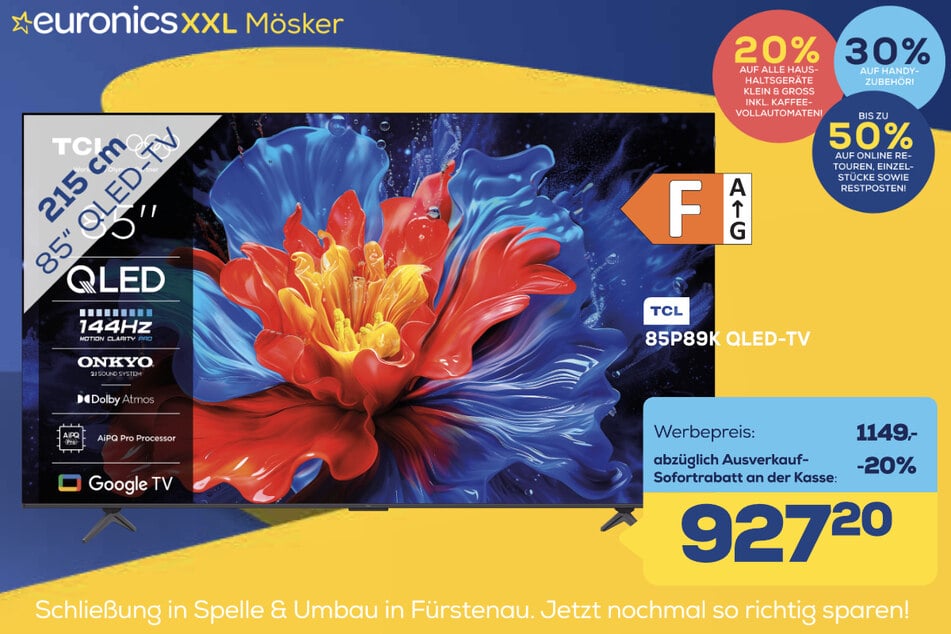 85-Zoll TCL-Fernseher 85P89K für 927,20 statt 1.149 Euro.