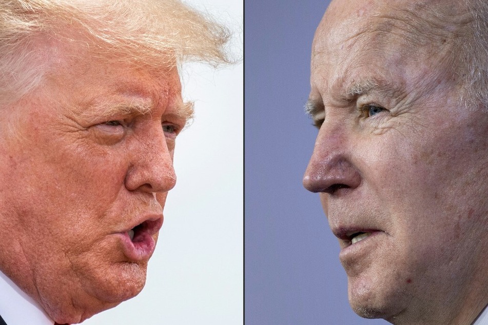 Incumbent President Joe Biden (r.) will have his work cut out for him to defeat Donald Trump in several key battleground states in 2024, according to a new poll.