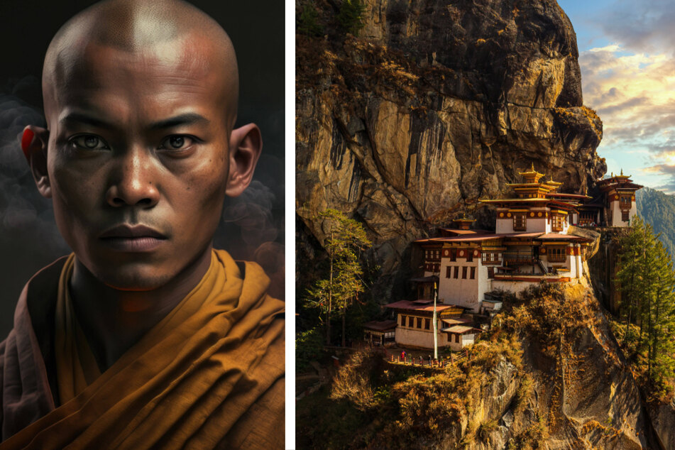 Ähnlich wie im angrenzenden Tibet ist in Bhutan der Buddhismus die prägende Religion. Das Kloster Taktshang wird wegen seiner spektakulären Lage an einer Felswand auch "Tigernest" genannt.