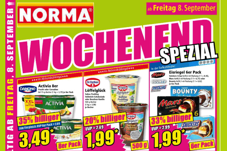Wochenend-Spezial bei NORMA ab Freitag (8.9.).