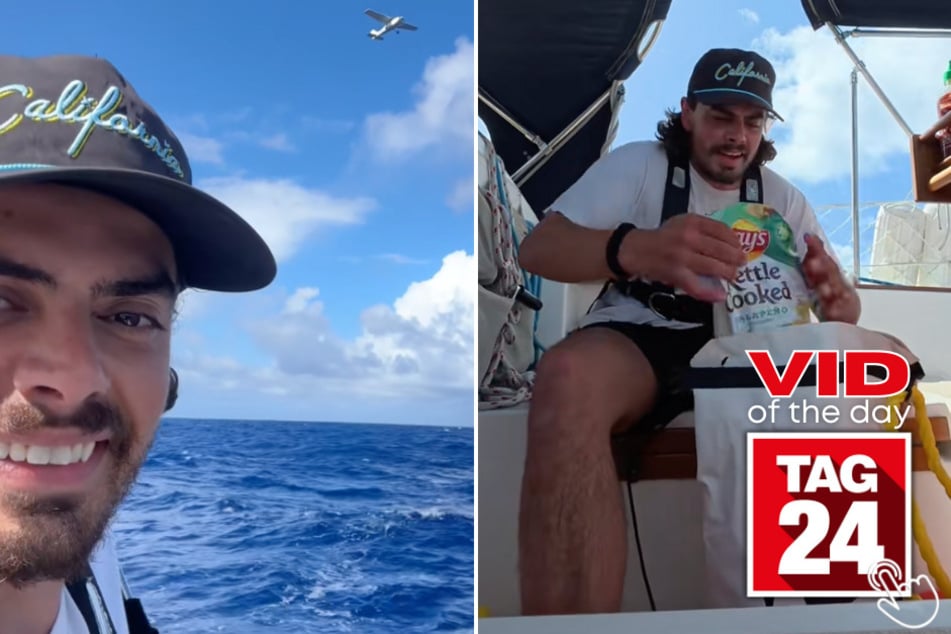 Solo sailor Oliver Widger and his cat Phoenix got an epic care package dropped from a plane while en route to Hawaii!
