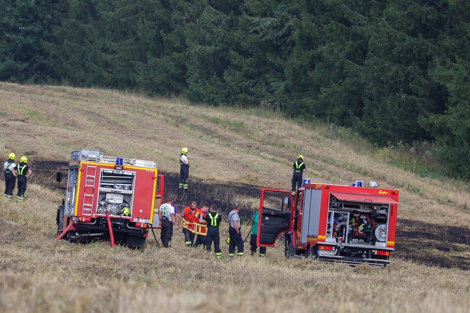 In Lugau (Erzgebirge) brannte am Sonntagnachmittag ein Feld.
